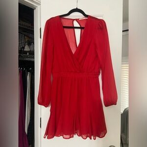 Bright red dress, unworn but removed tags.